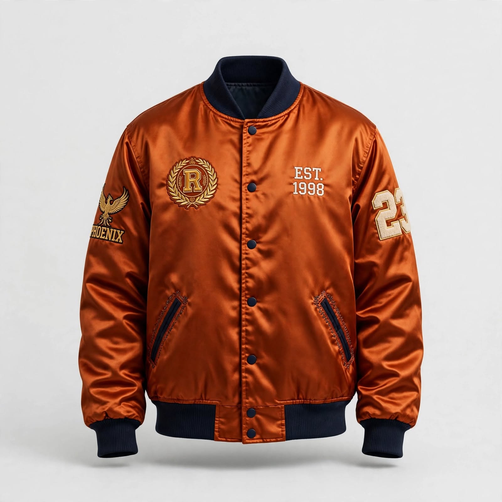 Embroidered Satin Varsity Jacket